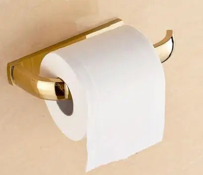 DecorBites™ Gold Brass Bathroom Hardware Set: Paper Holder, Towel Bar, Soap Basket, Towel Rack