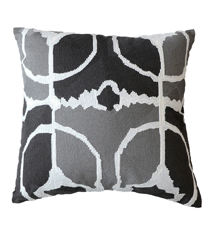 DecorBites™ Grey Embroidered Cotton Pillow Cover 45x45cm for Home Decor and Living Room