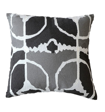 DecorBites™ Grey Embroidered Cotton Pillow Cover 45x45cm for Home Decor and Living Room