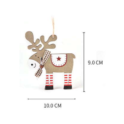 Hand painted deer Christmas Wooden Pendant Elk Xmas Tree Ornaments Hanging Decor DIY Christmas Decorations for Home 2022