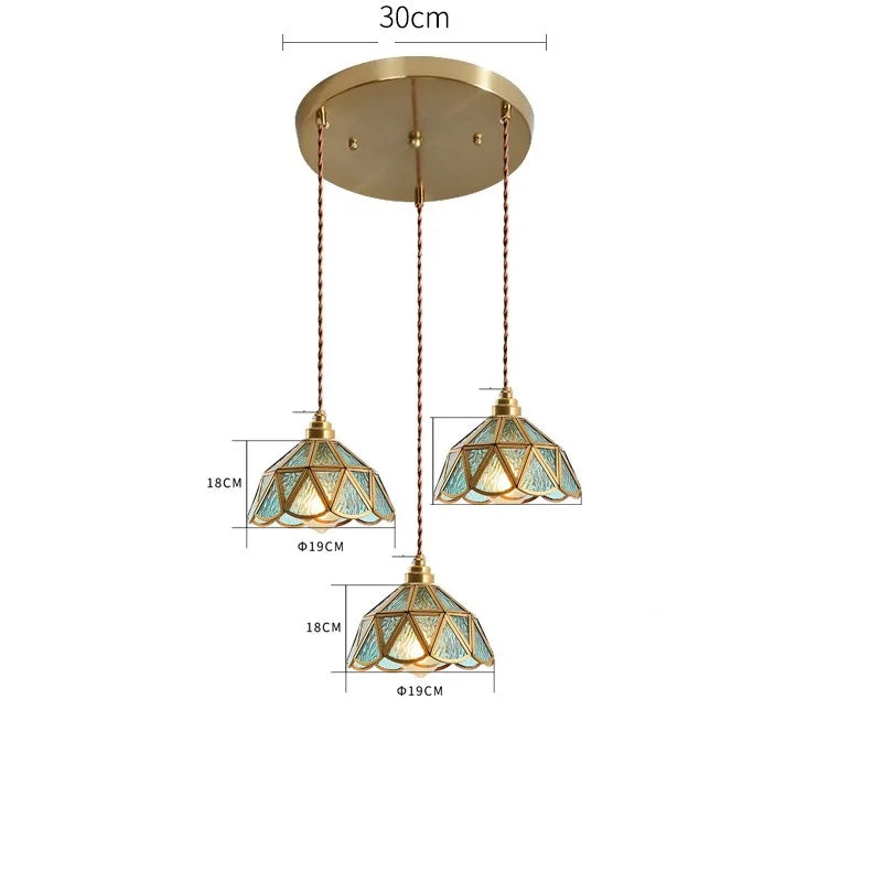 DecorBites™ Japanese Vintage Glass Copper LED Pendant Lamp for Bedroom, Bar, Cafe