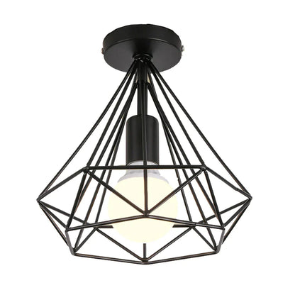 DecorBites™ Iron Cage Ceiling Lamp: Modern Nordic LED Light Fixture for Kitchen, Living Room, Bedroom