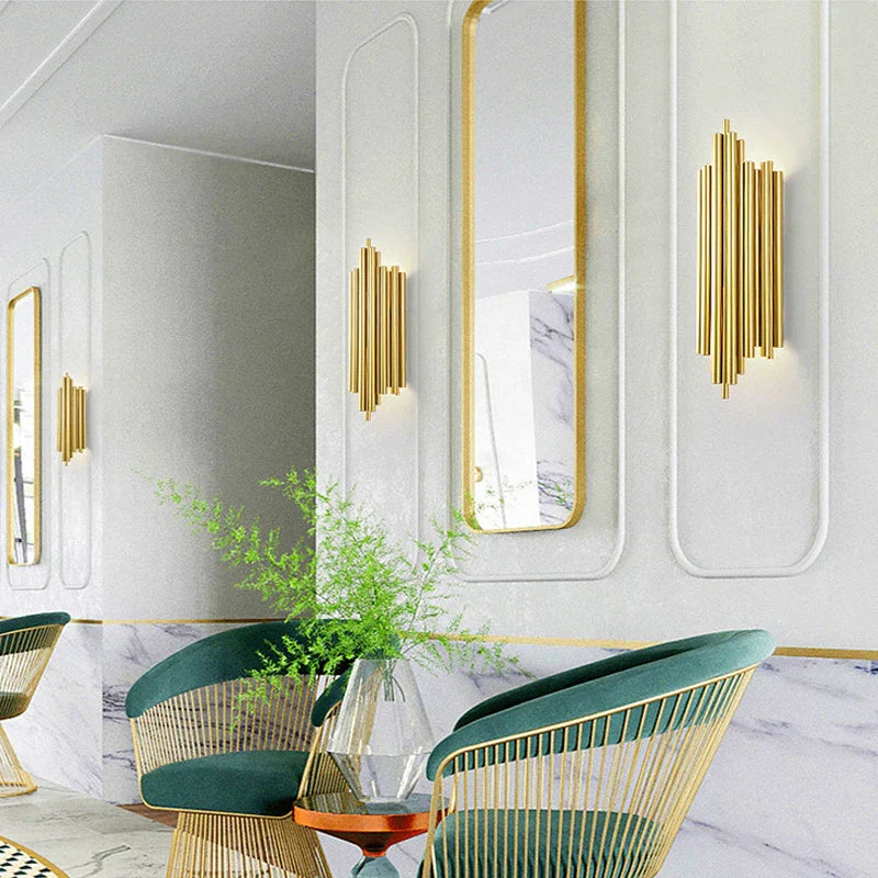 DecorBites™ Golden LED Tube Wall Sconce Light for Living Room, Dining Hall, Stair Decor