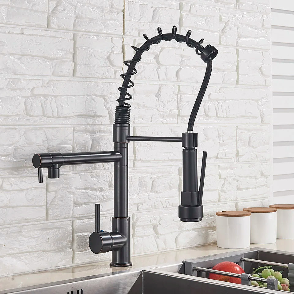 DecorBites™ LED Kitchen Faucet Pull Down Mixer Tap Hot Cold Water Vessel Sink Brass