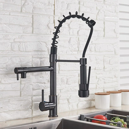 DecorBites™ LED Kitchen Faucet Pull Down Mixer Tap Hot Cold Water Vessel Sink Brass