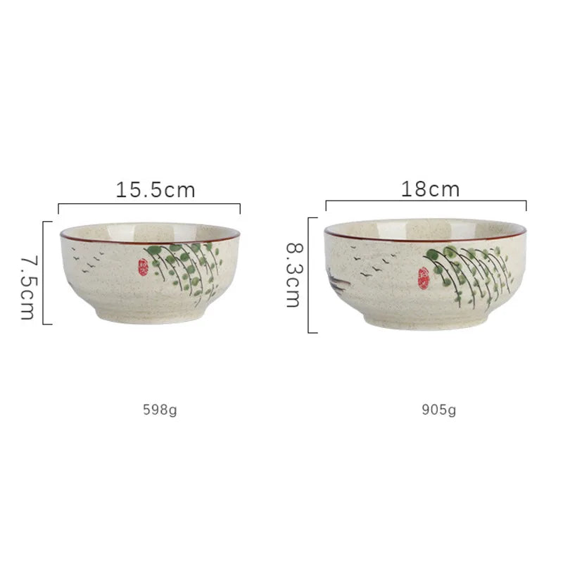 DecorBites™ 6/7 Inch Ceramic Ramen Bowl - Large Soup Noodle Bowl for Kitchen and Hotel Use