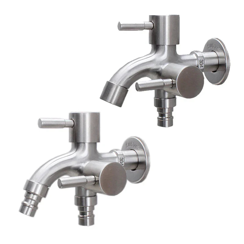 DecorBites™ Dual-Outlet Stainless Steel Faucet for Outdoor Garden Sink and Washing Machine