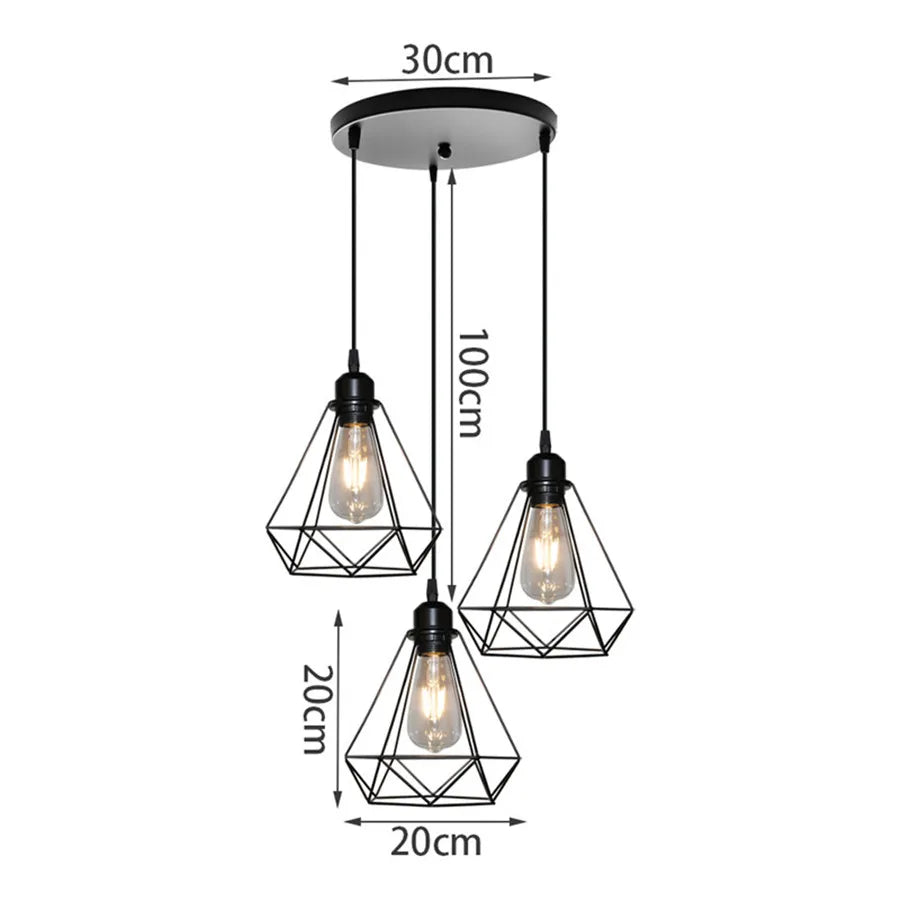 DecorBites™ Iron 3-Light Chandelier Pendant for Living Room Kitchen Restaurant