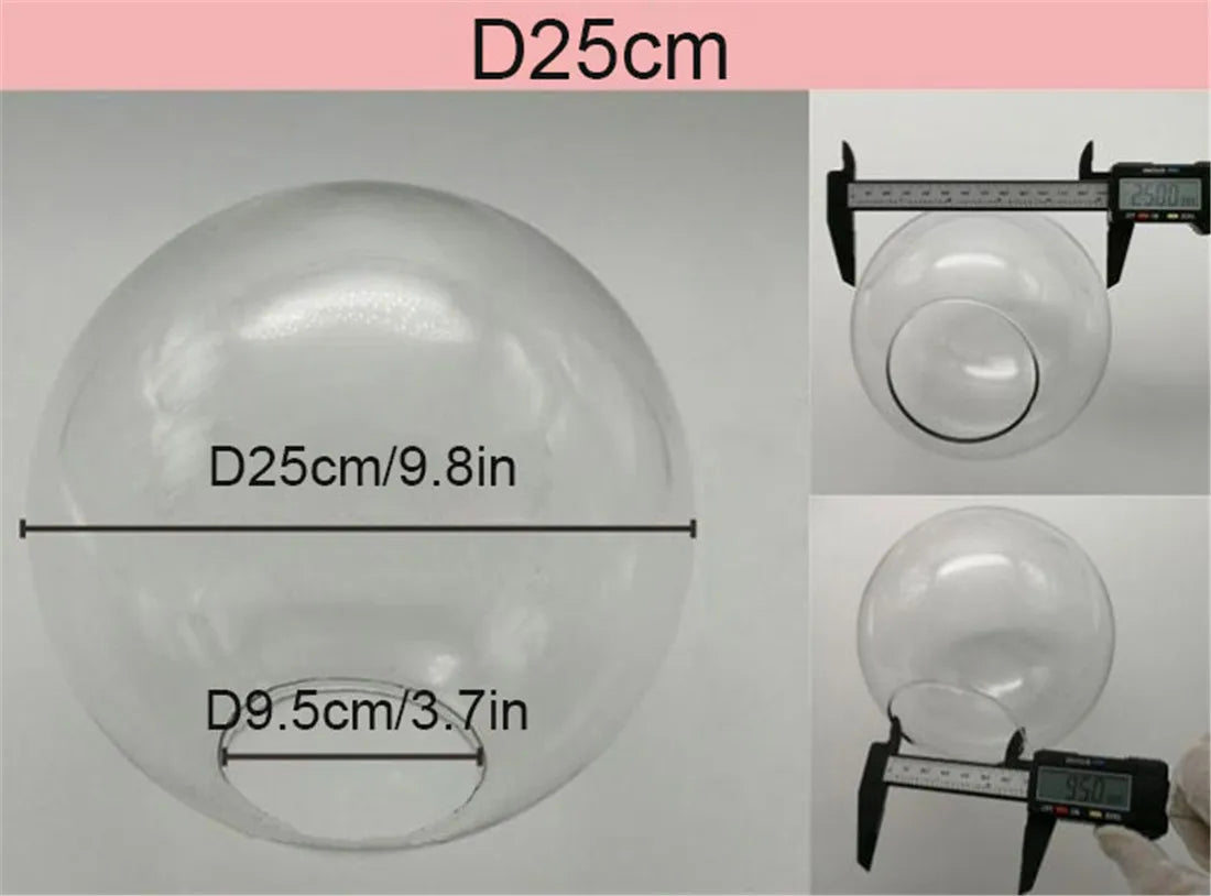 DecorBites™ Clear Glass Lamp Shade Round Light Cover Replacement - D13cm to D25cm