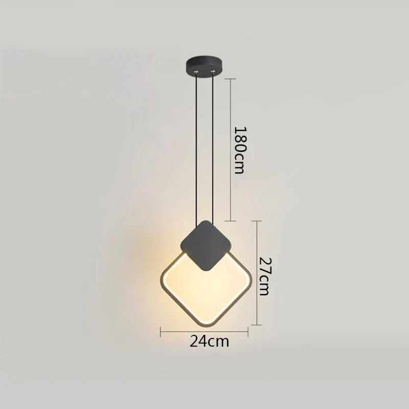 مصباح معلق بحلقة سوداء من DecorBites™ مع إضاءة LED قابلة للتعتيم وتعليق في السقف