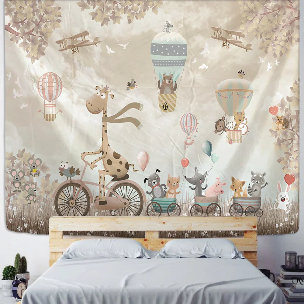 Decobites Kawaii Bear Tapestry Wall Hanging for Children's Room Décor