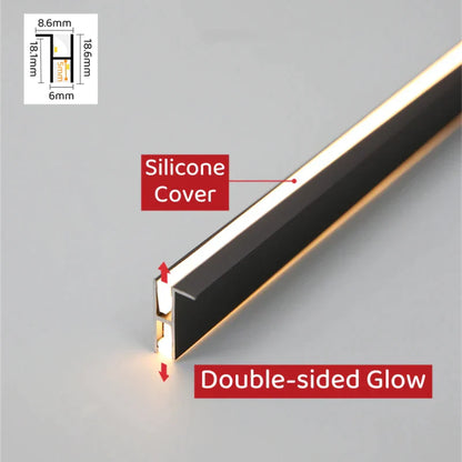 مصباح خزانة LED من DecorBites™: مقاطع ألومنيوم رفيعة للغاية، إضاءة خلفية لأعلى ولأسفل، لوحة 18 مم.