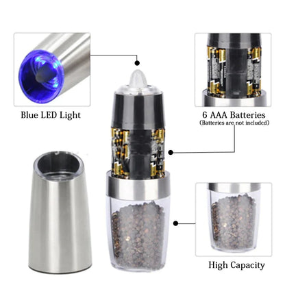 DecorBites™ Electric Pepper & Salt Grinder Set: Spice Mills for Kitchen