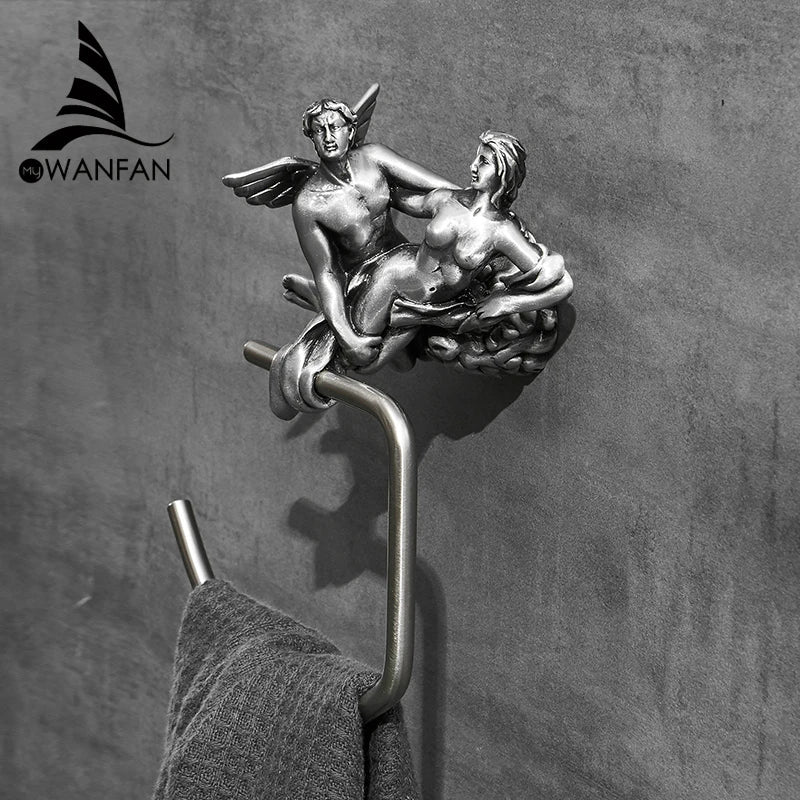 DecorBites™ Bronze Towel Rack: Wall Mounted Brush Towel Ring for Romantic Series Shower Room