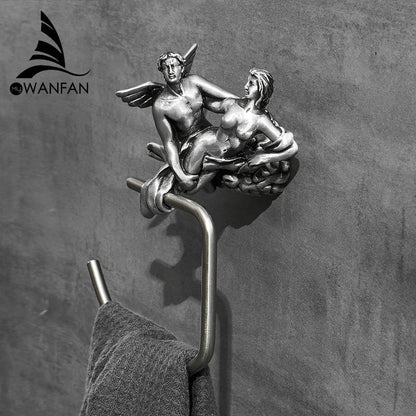 DecorBites™ Bronze Towel Rack: Wall Mounted Brush Towel Ring for Romantic Series Shower Room