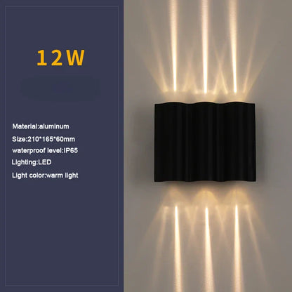 DecorBites™ 12W Black Outdoor LED Sconce Light IP65 Waterproof Alumunim Garden Villa Porch Lamp
