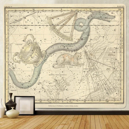 Decobites Medieval Map Bohemian Tapestry Wall Hanging for Home Decor