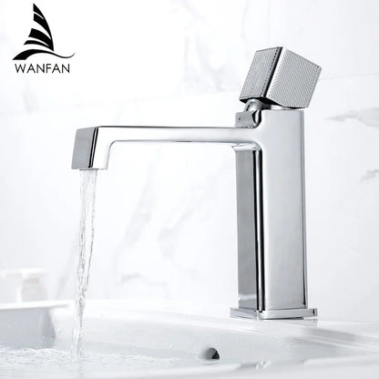 DecorBites™ Black Brass Basin Faucet Hot Cold Water Mixer Chrome Finish