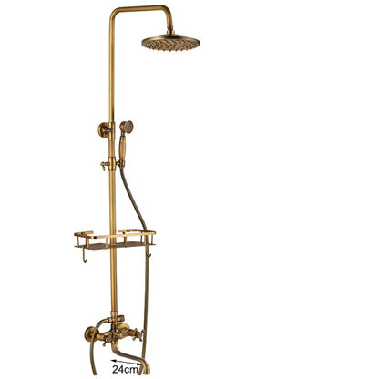 DecorBites™ Brass Wall Mount Bathtub Faucet with Shelf, Dual Handle Shower Set
