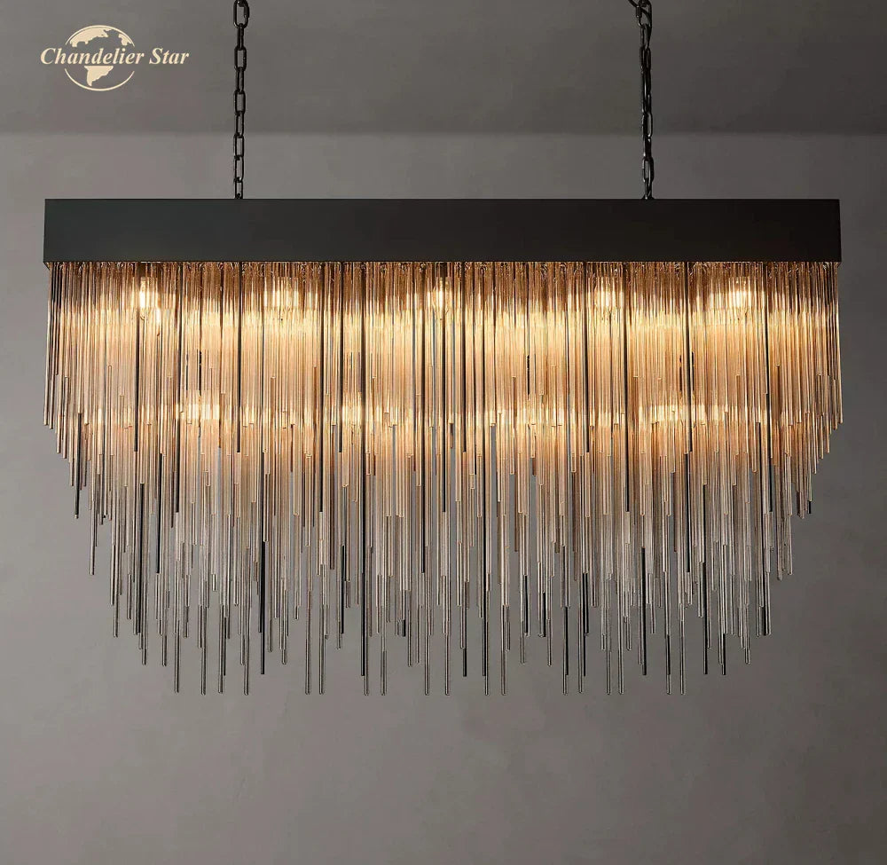 DecorBites™ Cascada Rectangular LED Chandelier for Modern Living and Dining Room