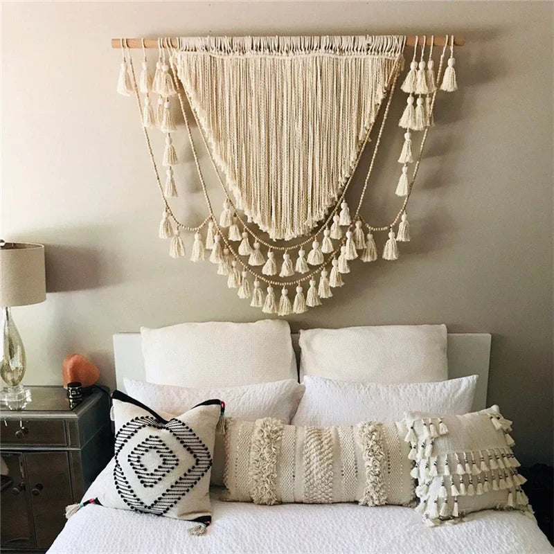 Decobites Macrame Wall Hanging Tapestry Hand-woven Tassel Geometric Boho Decor