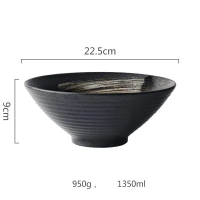 DecorBites™ Black Ceramic Sushi Plate and Rice Bowl Set
