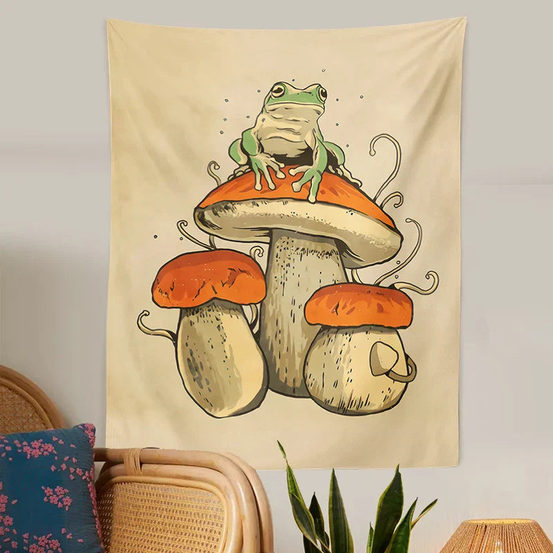 Decobites Frog Mushroom Psychedelic Tapestry Wall Hanging