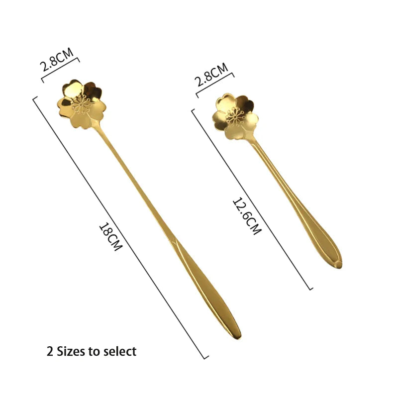 Juego de cucharillas de acero inoxidable Decorbites™ Flor de Oro para café, postres y helado