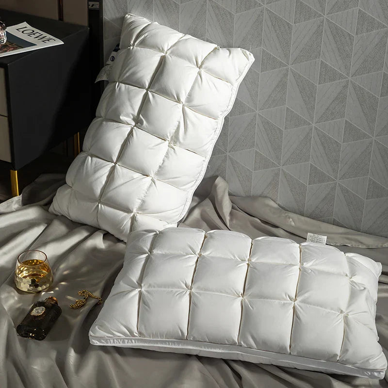 Decobites Luxury White Goose Down Orthopedic Pillow for a Fluffy, Cozy, and High-Quality Sleep