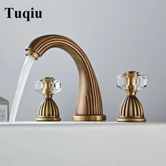 DecorBites™ Antique Bronze 3 Hole Widespread Basin Faucet, Hot/Cold Mixer Tap