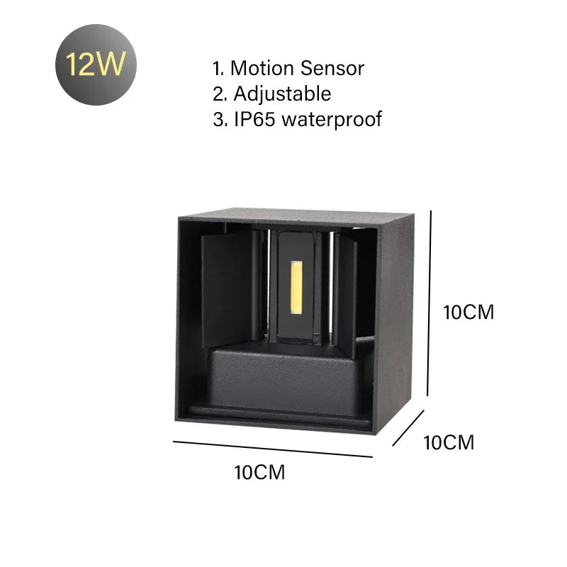 DecorBites™ 12W Outdoor/Indoor Motion Sensor LED Wall Lamp Waterproof Aluminum Sconce Light