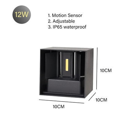 DecorBites™ 12W Outdoor/Indoor Motion Sensor LED Wall Lamp Waterproof Aluminum Sconce Light