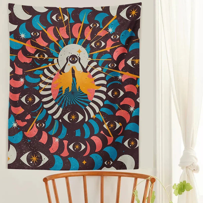 Moon Phase Girl Tapestry Boho Wall Hanging by Decobites - Psychedelic Room Decor & Wall Art