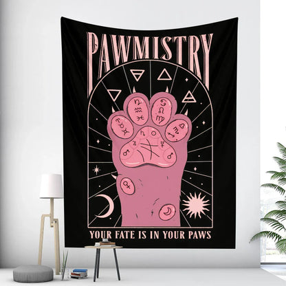 Decobites Tarot Cat Paw Psychedelic Tapestry Hippie Bohemian Bedroom Decor