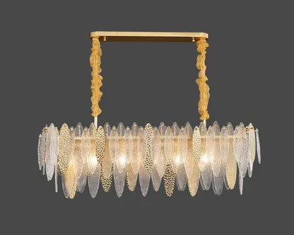 DecorBites™ LED Glass Metal Leaf Chandelier: Luxury Postmodern Lighting for Home Decor, Bedroom, Living Room