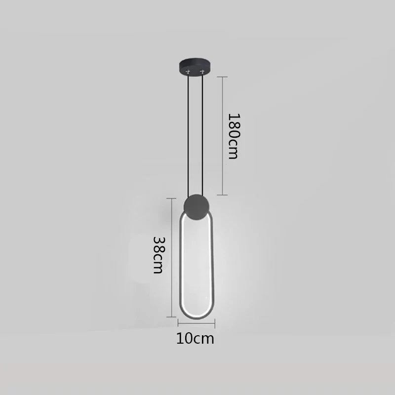 مصباح معلق بحلقة سوداء من DecorBites™ مع إضاءة LED قابلة للتعتيم وتعليق في السقف