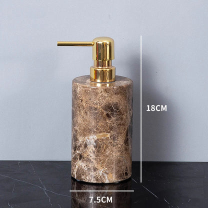 DecorBites™ Emperador Dark Marble Bathroom Set: Toothbrush Holder, Soap Dish, Soap Dispenser