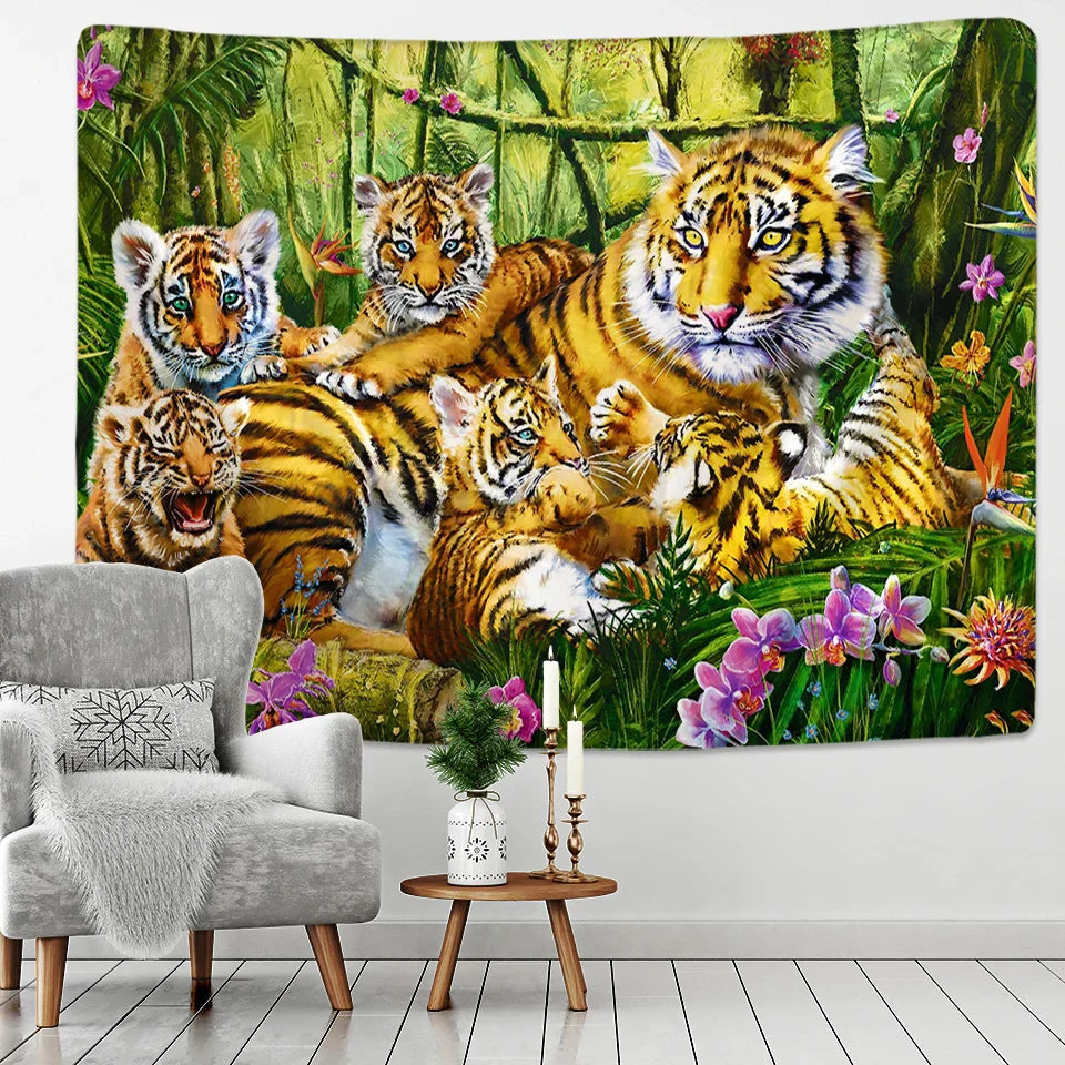 Decobites Tiger Pattern Luxury Wall Tapestry for Modern Home Decor