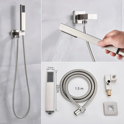 DecorBites™ Brushed Nickel Thermostatic Shower Faucet Set for Wall Mount Bathroom with Rainfall Shower Head