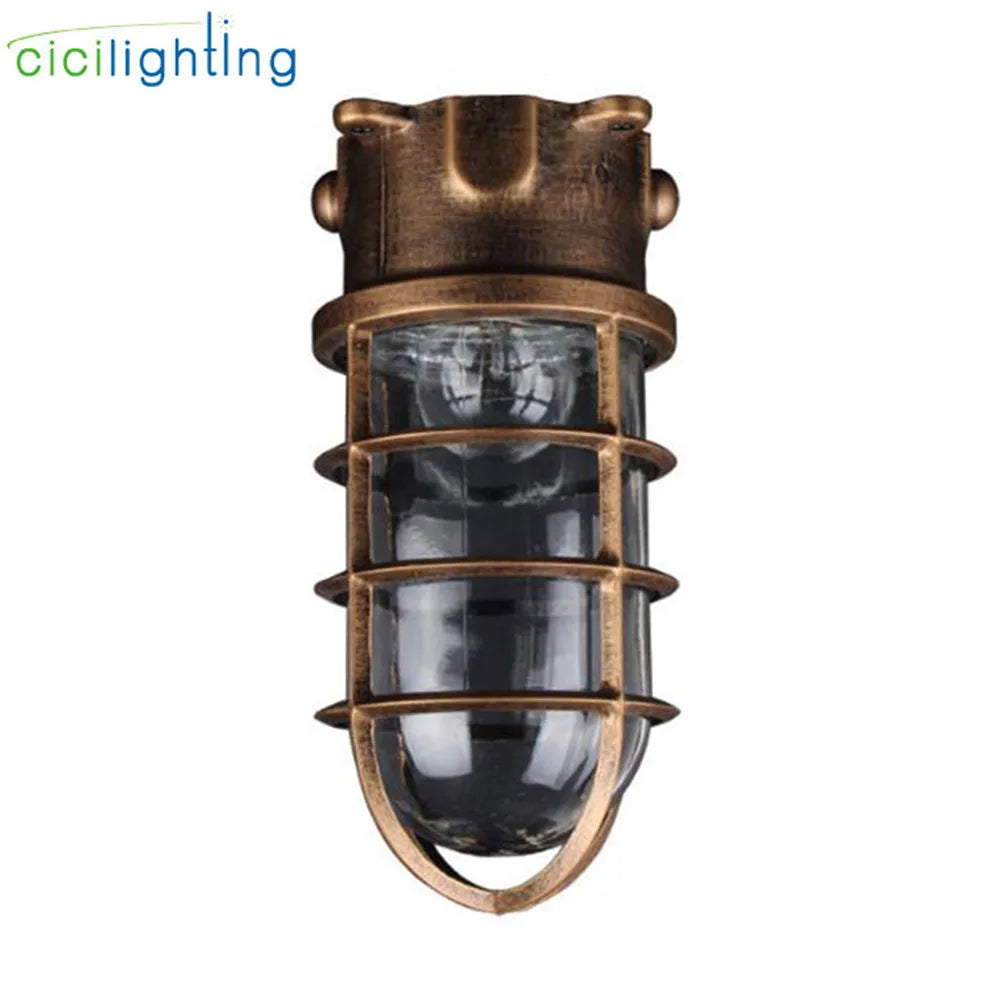 DecorBites™ Clear Glass Jar Ceiling Lamp for Bathroom Kitchen Outdoor - Waterproof Caged Mount