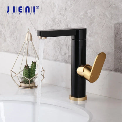 صنبور حمام DecorBites™ باللون الأسود الذهبي: صنبور خلاط حوض فاخر - نحاس وألومنيوم