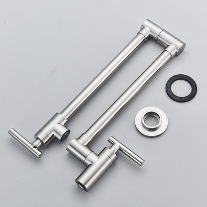 DecorBites™ Double Joint Spout Brass Kitchen Faucet, Single Hole Two Handle Swing Arm