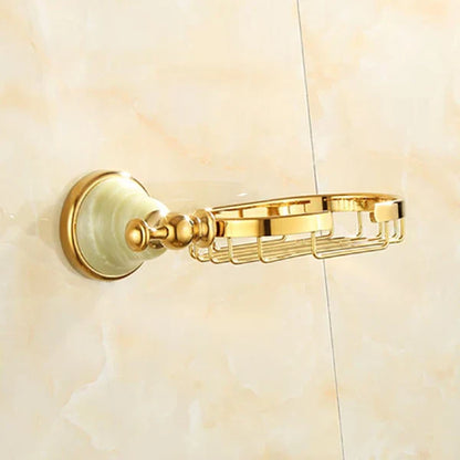 DecorBites™ Gold Bathroom Accessories Set: Shelf, Towel Rack, Holder, Brush Holder, Bath Hardware