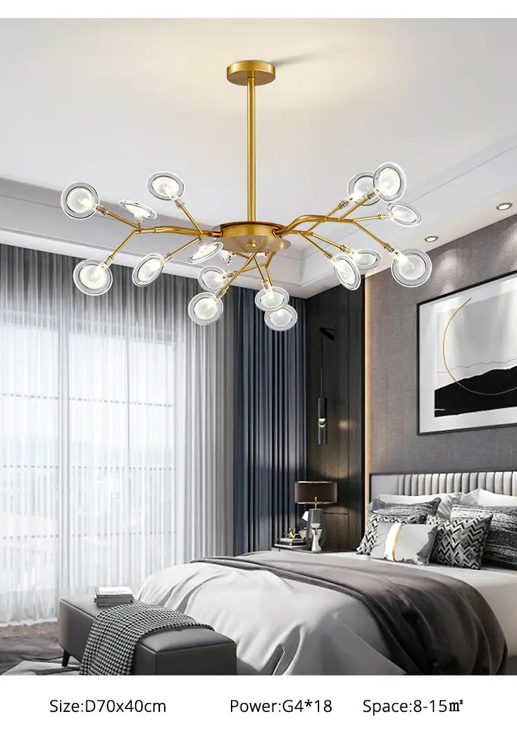 DecorBites™ Luxurious Golden LED Chandelier for Home