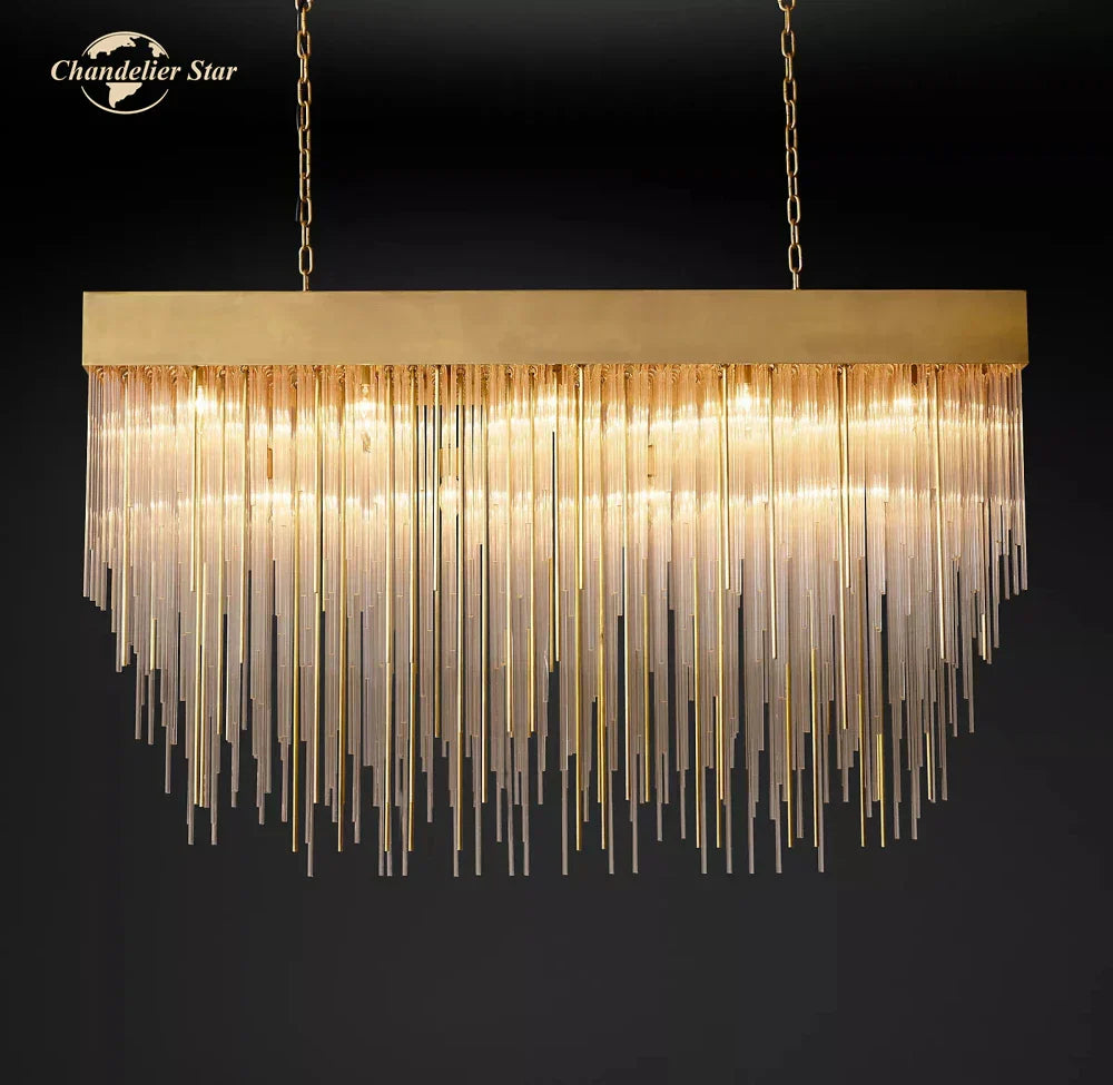 DecorBites™ Cascada Rectangular LED Chandelier for Modern Living and Dining Room