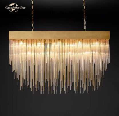 DecorBites™ Cascada Rectangular LED Chandelier for Modern Living and Dining Room