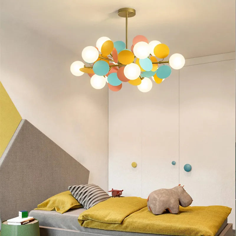 Scandinavian Style Chandelier For The Children's Room Nursery Bedroom Modern Led Chandeliers Living Room With Petals Lighting