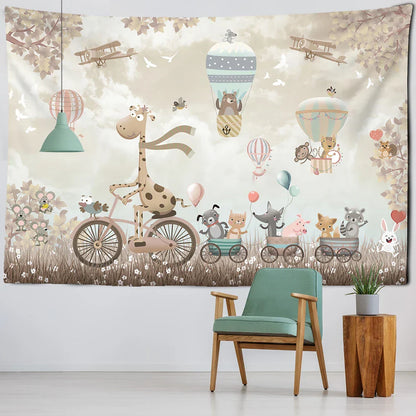 Decobites Kawaii Bear Tapestry Wall Hanging for Children's Room Décor