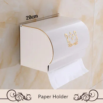 Juego de herrajes de baño de aluminio DecorBites™: estante, toallero, portarrollos de papel, soporte para cepillos, ganchos
