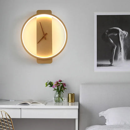 DecorBites™ LED Wall Lamp Wall Clock Modern Design Nordic Luxury Simple For Hotel Bedside